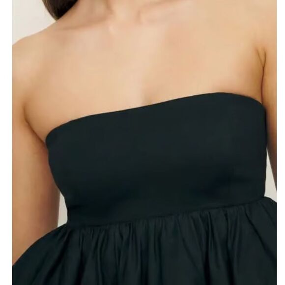 NWT Reformation Simone Strapless Bubble Hem Peplum Black Top Size Small $128 - Picture 4 of 11
